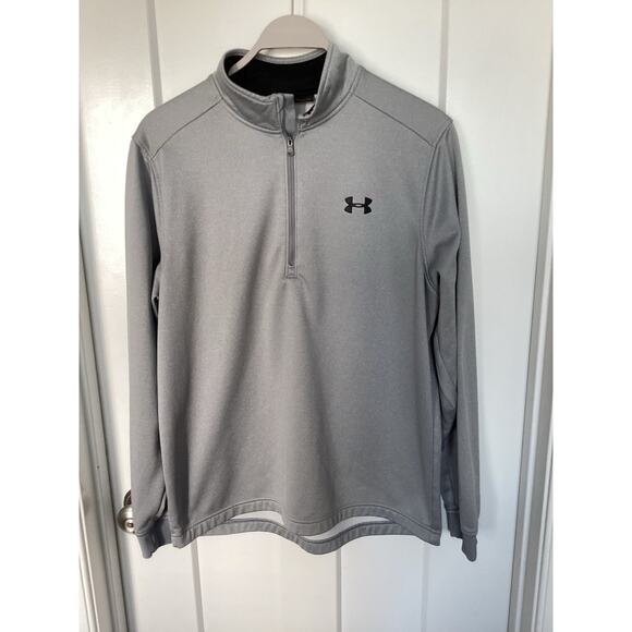 Under Armour Men's Long Sleeve Fleece Coldgear 1/2 Zip Pullover Top Gray Large - Picture 2 of 8